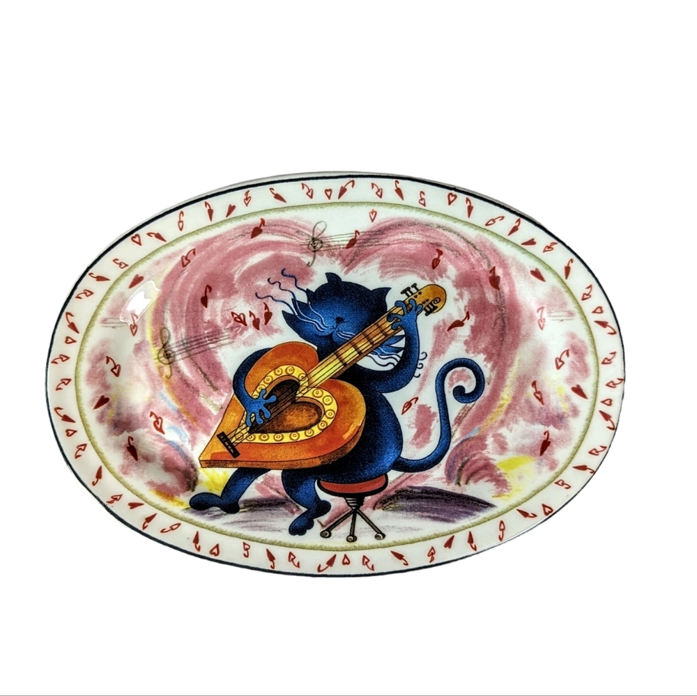 Love Cat Made In Italy Anthropomorphic Cat Playing A Guitar Musical